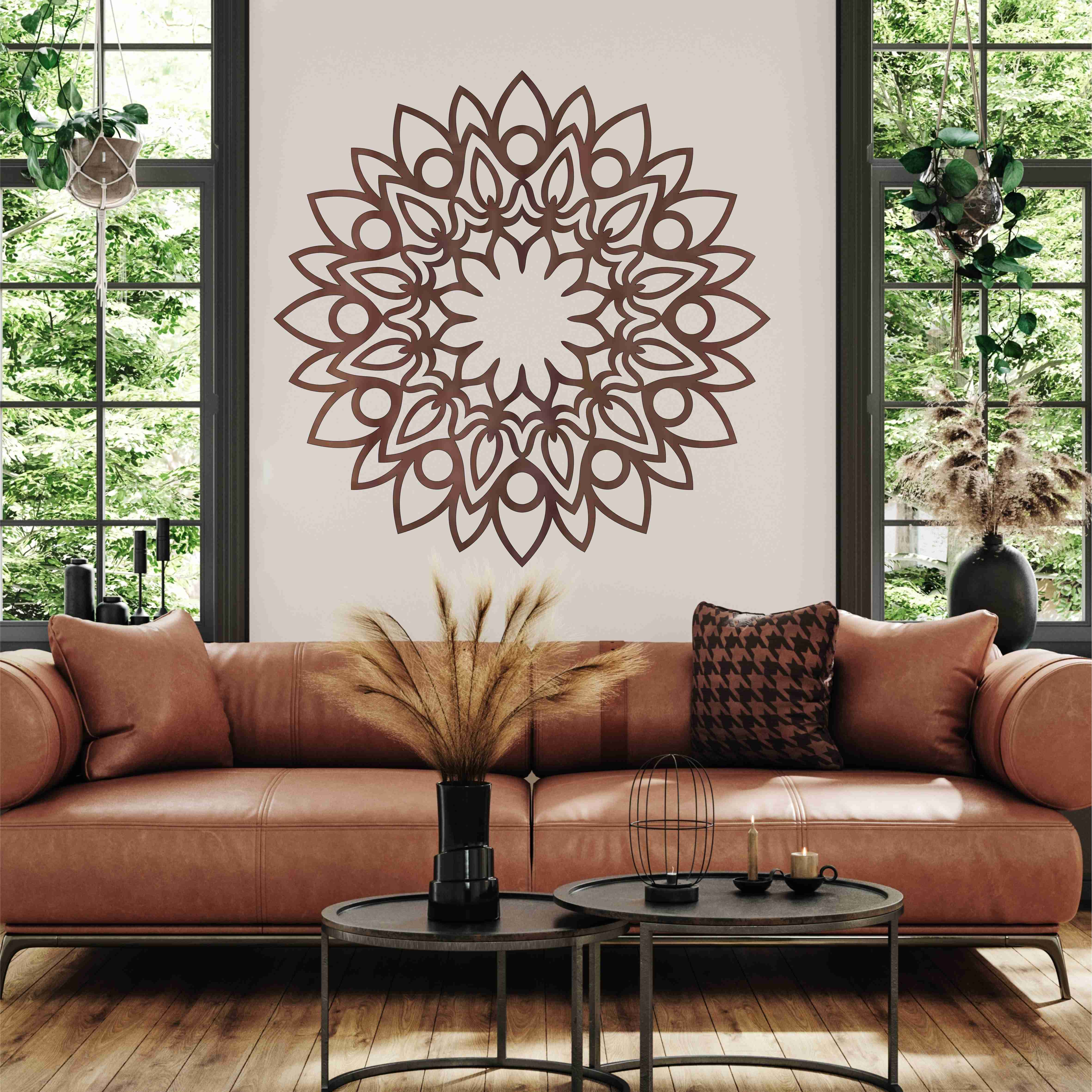 Hölzernes Mandala an der Wand - Sunny