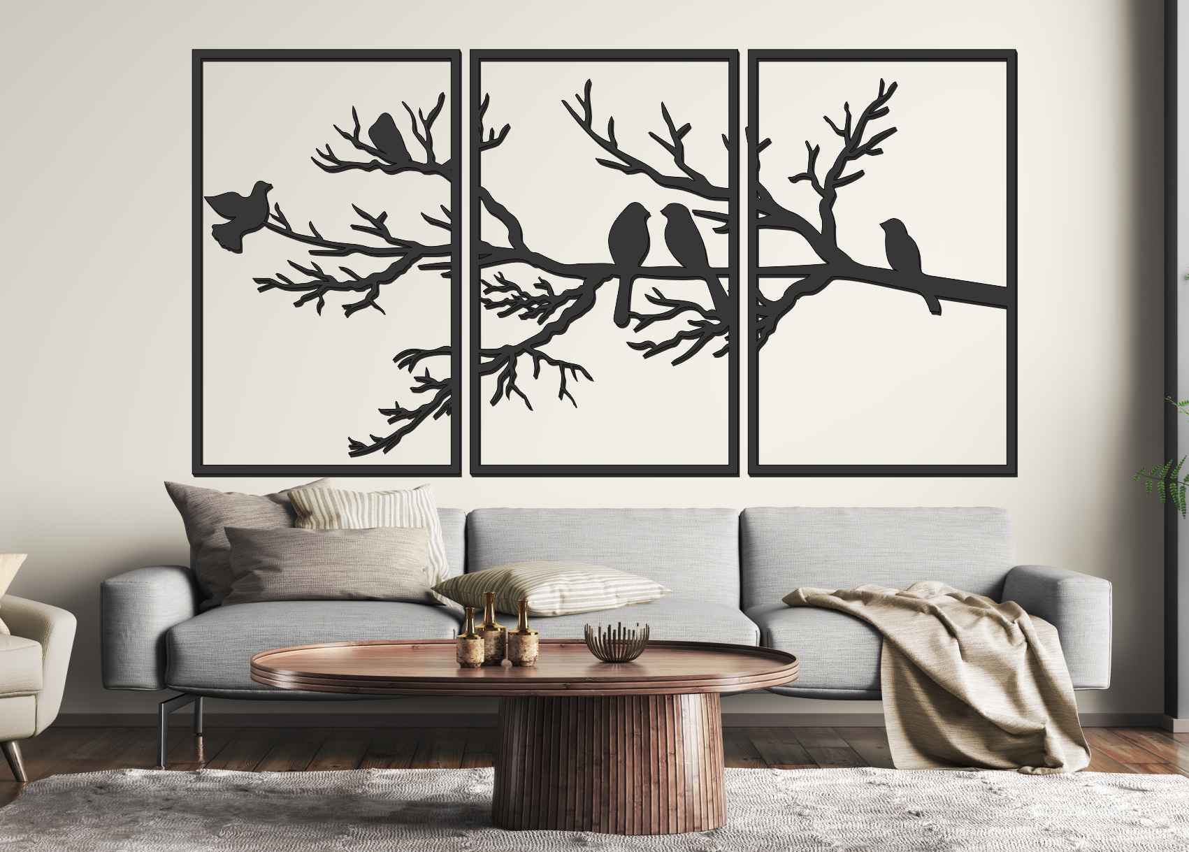 Dreiteiliges Bild an der Wand - Baum