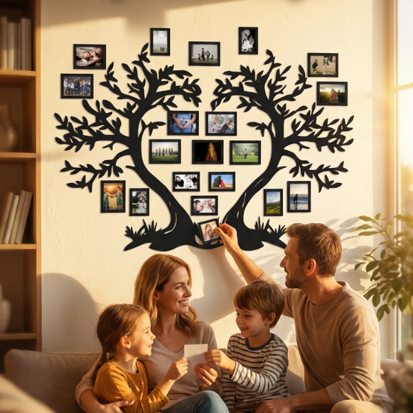 Fotorahmen aus Holz für die Wand – Baum der Liebe