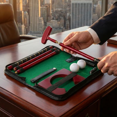 Golf für das Büro im Geschenkkoffer