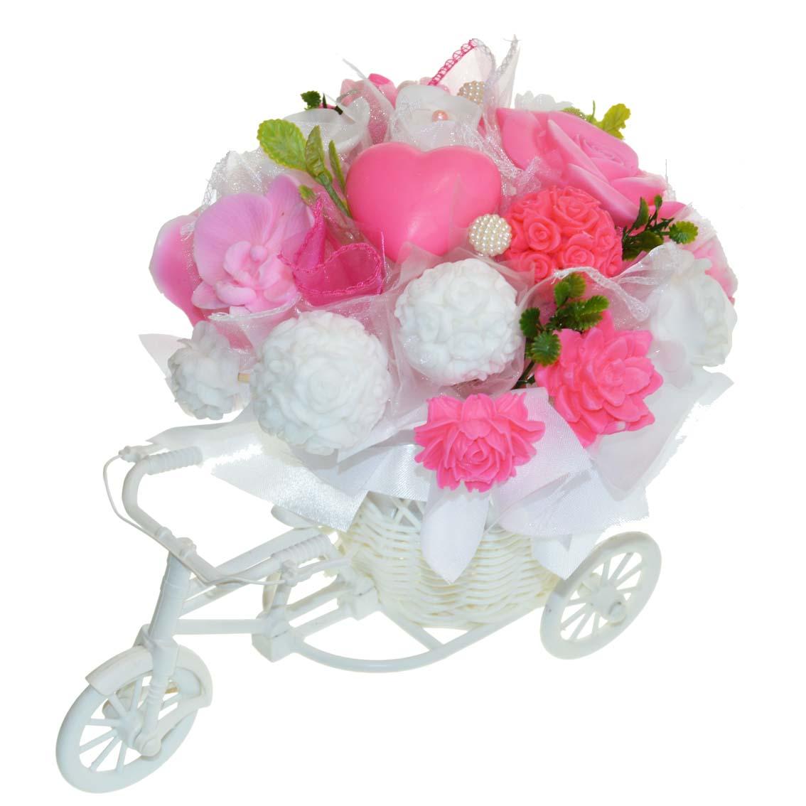 Seifenstrauß rund - rosa, weiß