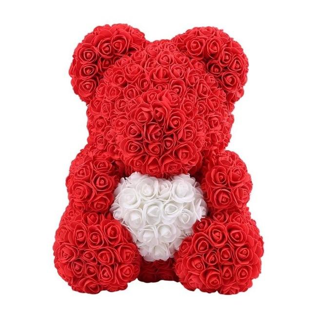 Teddybär aus Rosen - rot 40 cm
