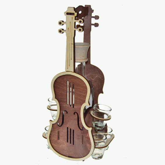 Holzset Flasche mit Stempel - Violine