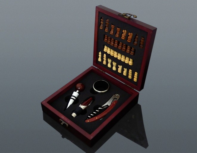 Weinset 4 Stück + Schach