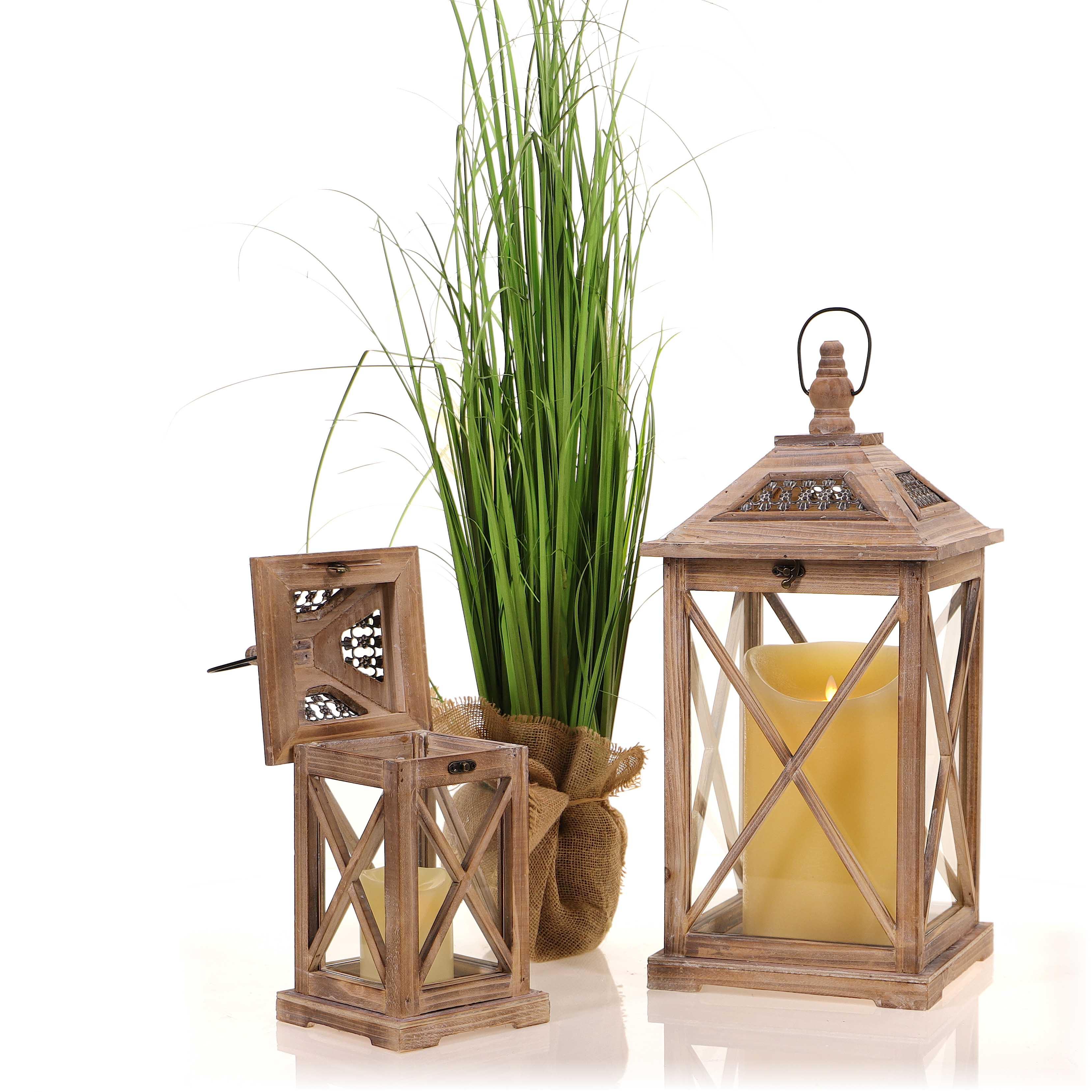Holzlaterne MSL2133 NATURAL - 55 cm blassbraun