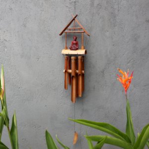 Bambus-Glockenspiel - Brauner Buddha 6 Röhren