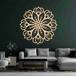 Hölzernes Mandala an der Wand