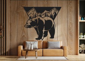 Holzbild an der Wand - Bär