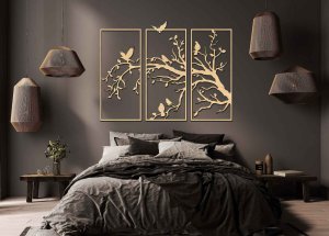 Dreiteiliges Bild an der Wand - Baum
