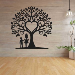 Familienbaum aus Holz für die Wand - Mutter und Sohn