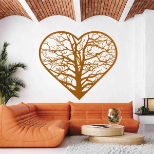 Lebensbaum aus Holz an der Wand - Herz