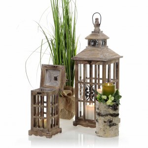 Laterne aus Holz MSL2397BR - 45,5 cm