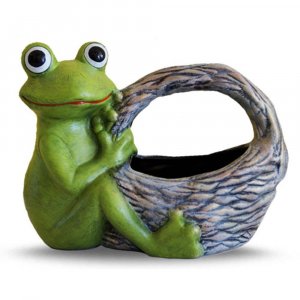 Gartenfigur Frosch mit Korb