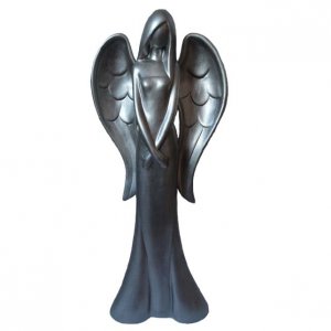Keramischer Engel silber 95 cm