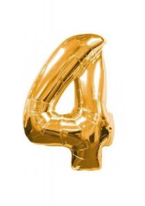 Goldfolie Ballon Nummer 4 - 40 cm