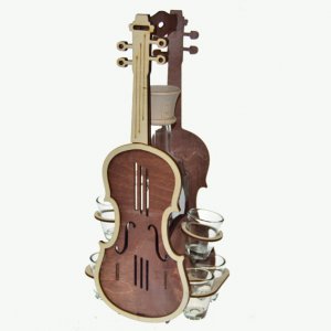 Holzset Flasche mit Stempel - Violine