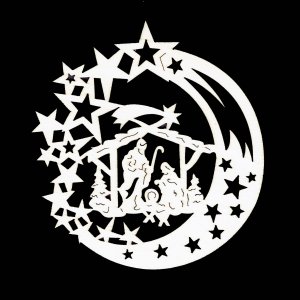 Weihnachtsschmuck - Mond mit Bethlehem 12 cm