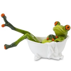 Frosch aus Keramik - Baden in der Badewanne