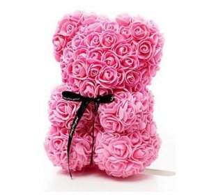 Teddybär aus Rosen - rosa 22 cm