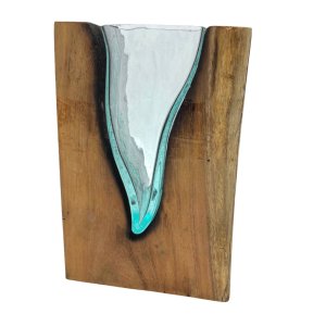 Geschmolzenes Glas auf Holz - V-förmige Kunstvase