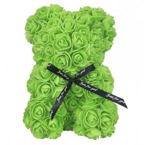 Teddybär aus Rosen - grün 22 cm
