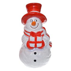 Gartenfigur - Schneemann mit Geschenk