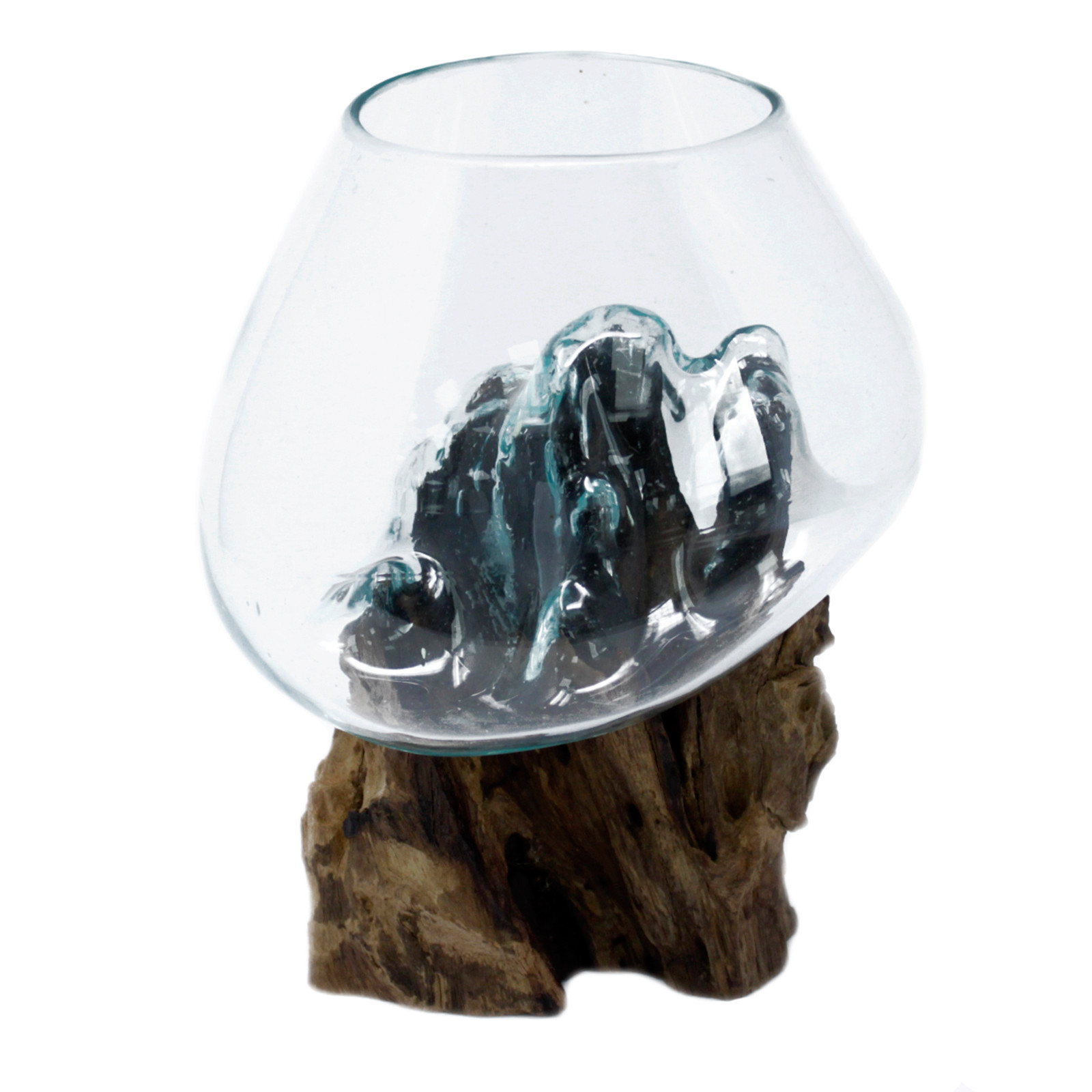Geschmolzenes Glas auf Holz - Große Schale