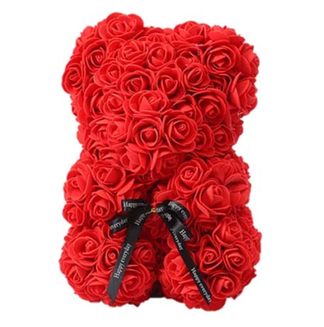 Teddybär aus Rosen - rot 22 cm