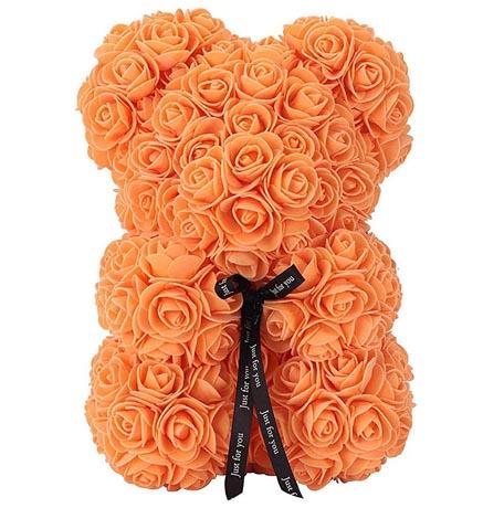 Teddybär aus Rosen - orange 22 cm