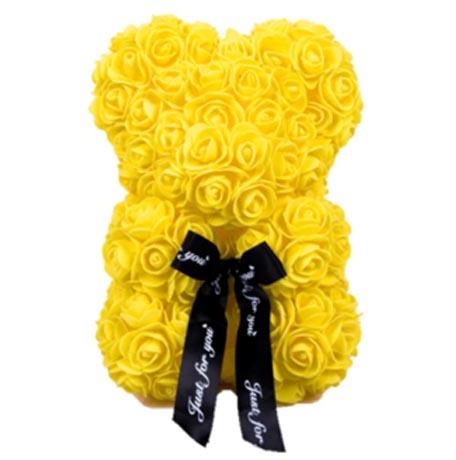 Teddybär aus Rosen - gelb 22 cm