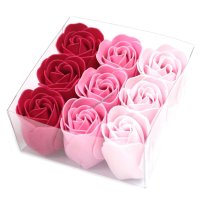 Set mit 9 Seifenblüten - Rosa Rosen