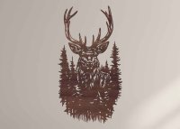 Holzbild an der Wand - Hirsch
