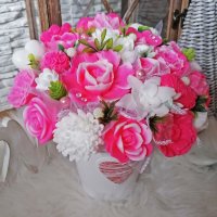 Seifenstrauß XXL - Rosa, weiß