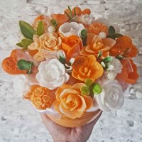 Original Seifenstrauß - Orange, Weiß