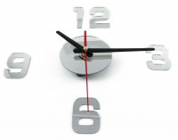 Selbstklebende Wanduhr silber 70 - 130 cm