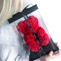 Teddybär aus Rosen - rot 22 cm