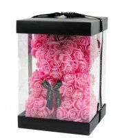 Teddybär aus Rosen - rosa 22 cm