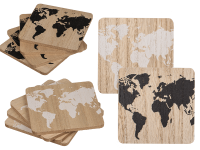 Holztabletts Weltkarte - Weiß