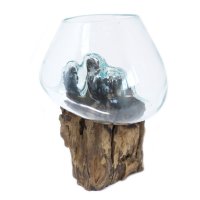 Geschmolzenes Glas auf Holz - Große Schale