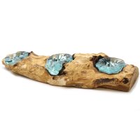 Geschmolzenes Glas auf Holz - Flacher dreifacher Kerzenständer