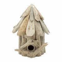 Vogelhaus aus Treibholz - an der Wand montiert