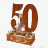 Flasche und Flaschenhalter aus Holz mit Deckel 50