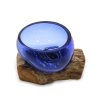 Geschmolzenes Glas auf Holz - Blaue Schale